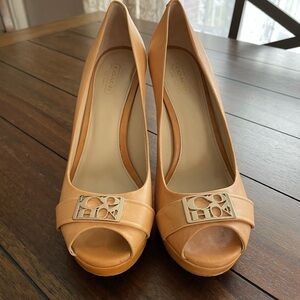 Coach Women's Nude Peep-Toe Heels
